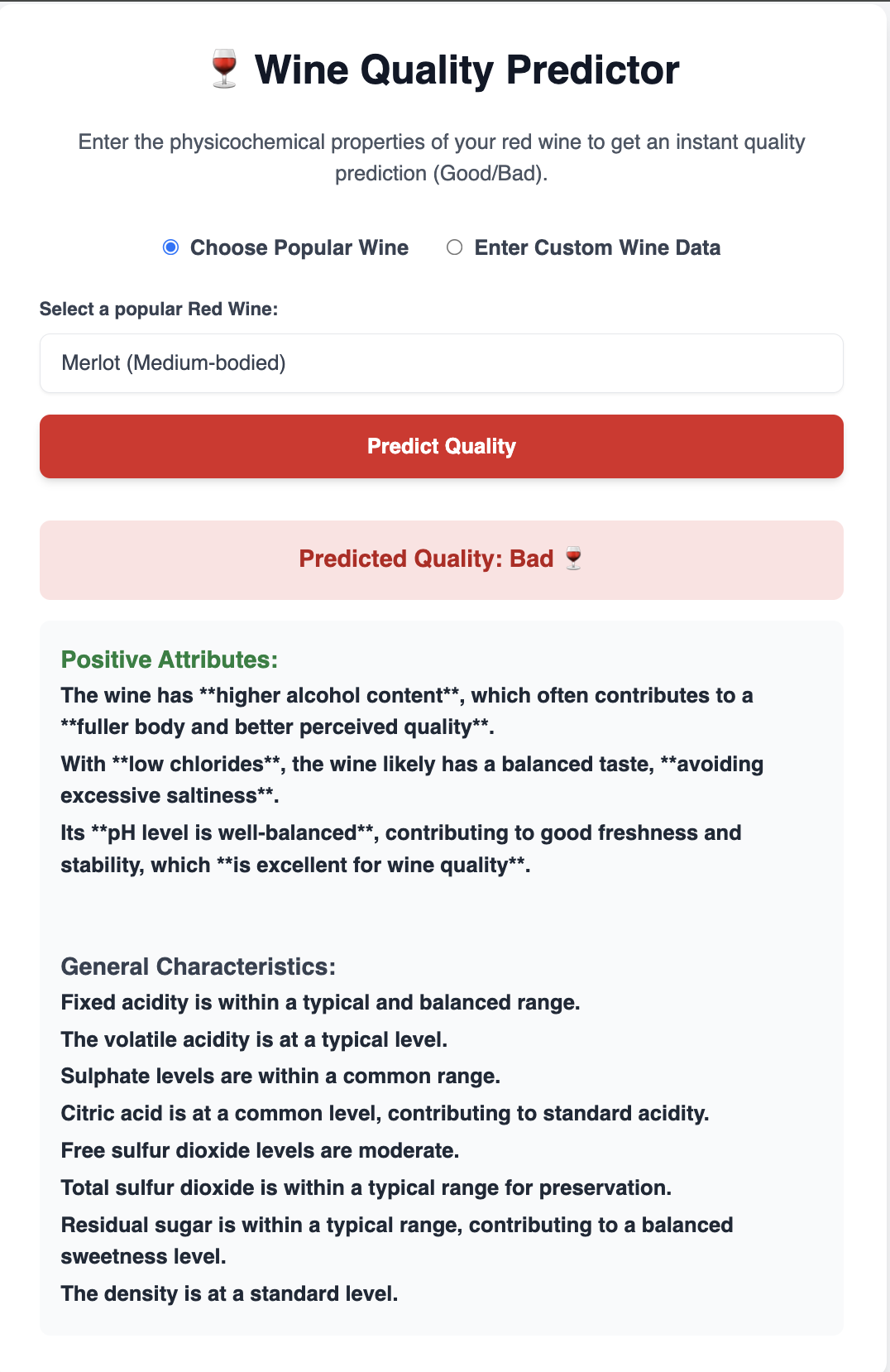 Wine Quality Predictor